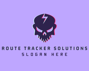 Glitch Lightning Skull logo design