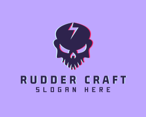 Glitch Lightning Skull logo design