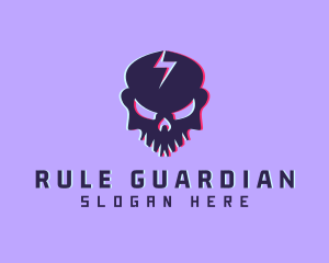 Glitch Lightning Skull logo design