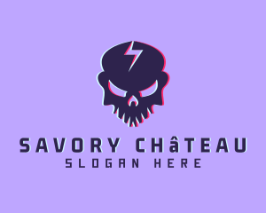 Glitch Lightning Skull logo design