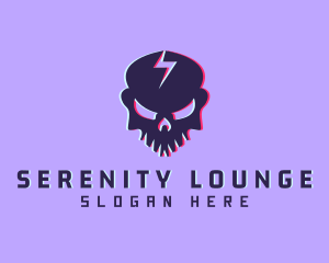 Glitch Lightning Skull logo design