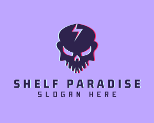 Glitch Lightning Skull logo design