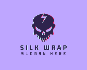 Glitch Lightning Skull logo design