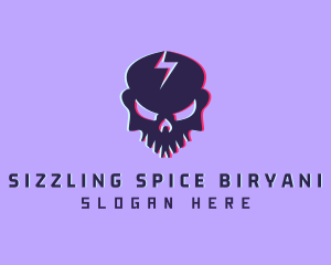 Glitch Lightning Skull logo design