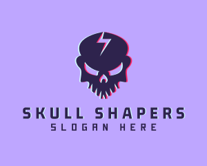 Glitch Lightning Skull logo design