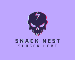 Glitch Lightning Skull logo design