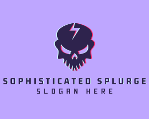 Glitch Lightning Skull logo design