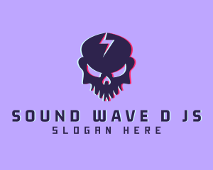 Glitch Lightning Skull logo design