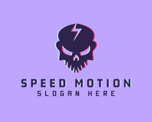 Glitch Lightning Skull logo design