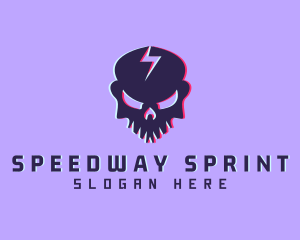 Glitch Lightning Skull logo design