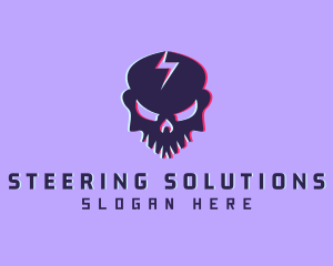 Glitch Lightning Skull logo design