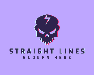 Glitch Lightning Skull logo design