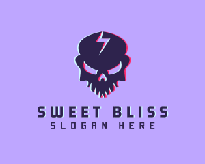 Glitch Lightning Skull logo design