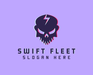 Glitch Lightning Skull logo design