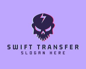 Glitch Lightning Skull logo design