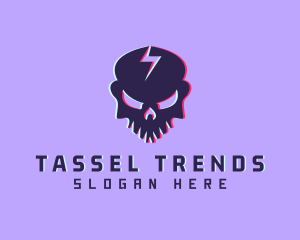 Glitch Lightning Skull logo design