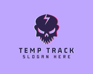 Glitch Lightning Skull logo design