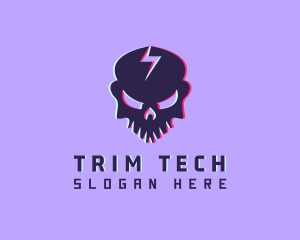 Glitch Lightning Skull logo design