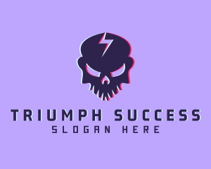 Glitch Lightning Skull logo design