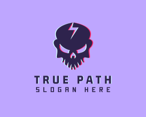 Glitch Lightning Skull logo design