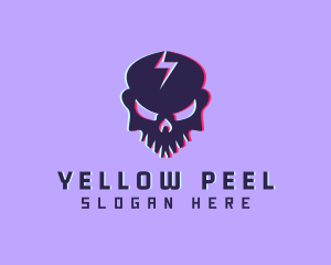 Glitch Lightning Skull logo design