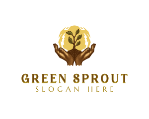 Hand Sprout Planting logo design
