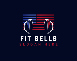 Flag Barbell Fitness Gym logo design