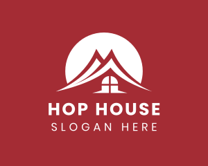 Mountain Sunset House Roof logo design