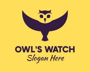 Purple Minimalist Owl logo design