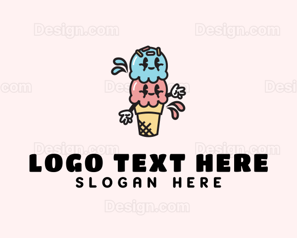 Sweet Ice Cream Cartoon Logo