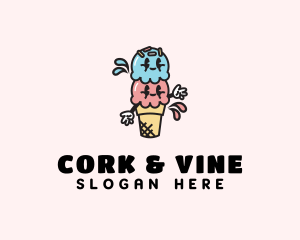 Sweet Ice Cream Cartoon logo design