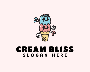 Sweet Ice Cream Cartoon logo design