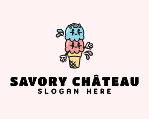 Sweet Ice Cream Cartoon logo design