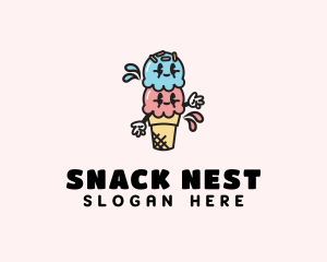 Sweet Ice Cream Cartoon logo design