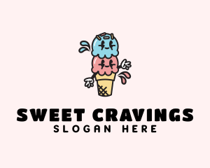 Sweet Ice Cream Cartoon logo design