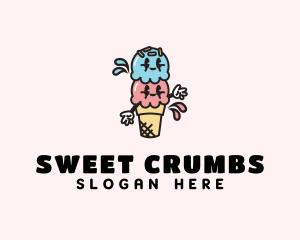 Sweet Ice Cream Cartoon logo design