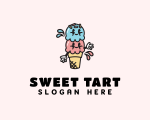 Sweet Ice Cream Cartoon logo design