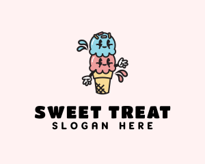 Sweet Ice Cream Cartoon logo design