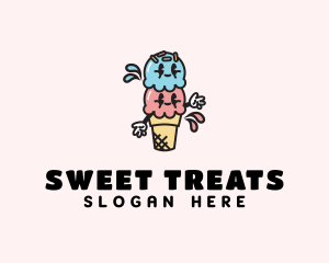 Sweet Ice Cream Cartoon logo design