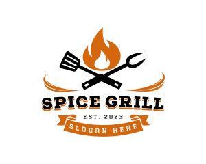 Flame Grill BBQ logo design