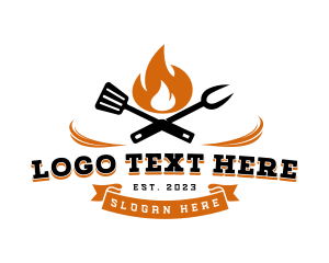 Dinner - Flame Grill BBQ logo design
