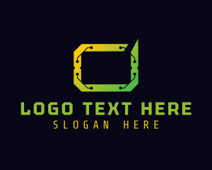 Technological - Digital Circuit Letter O logo design