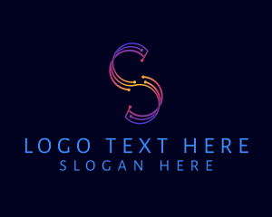App - Modern Circuit Tech Letter S logo design