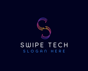 Tech Circuit Letter S logo design