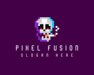 Skull Pixel Cigarette  logo design