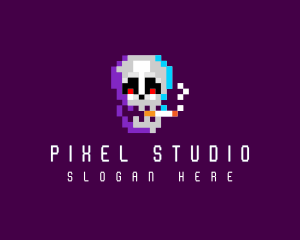 Skull Pixel Cigarette  logo design