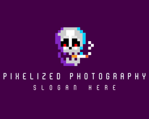 Skull Pixel Cigarette  logo design