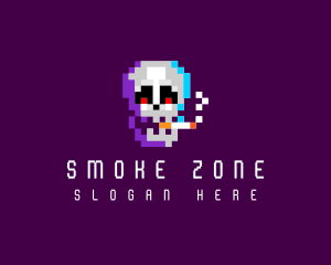 Skull Pixel Cigarette  logo design