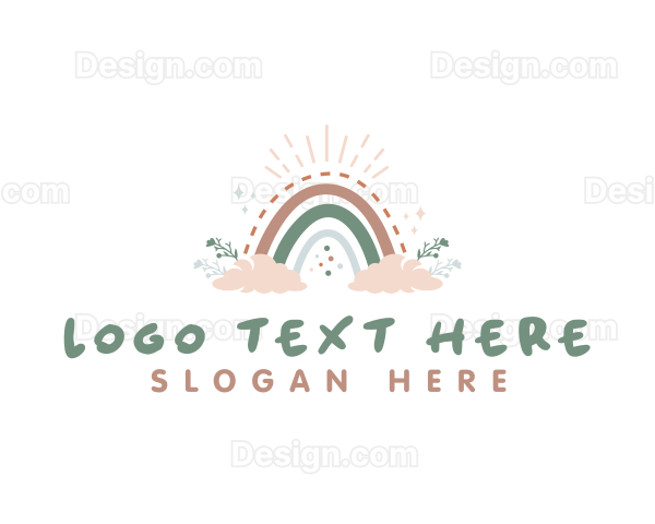 Boho Rainbow Cloud Logo