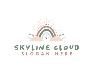 Boho Rainbow Cloud logo design